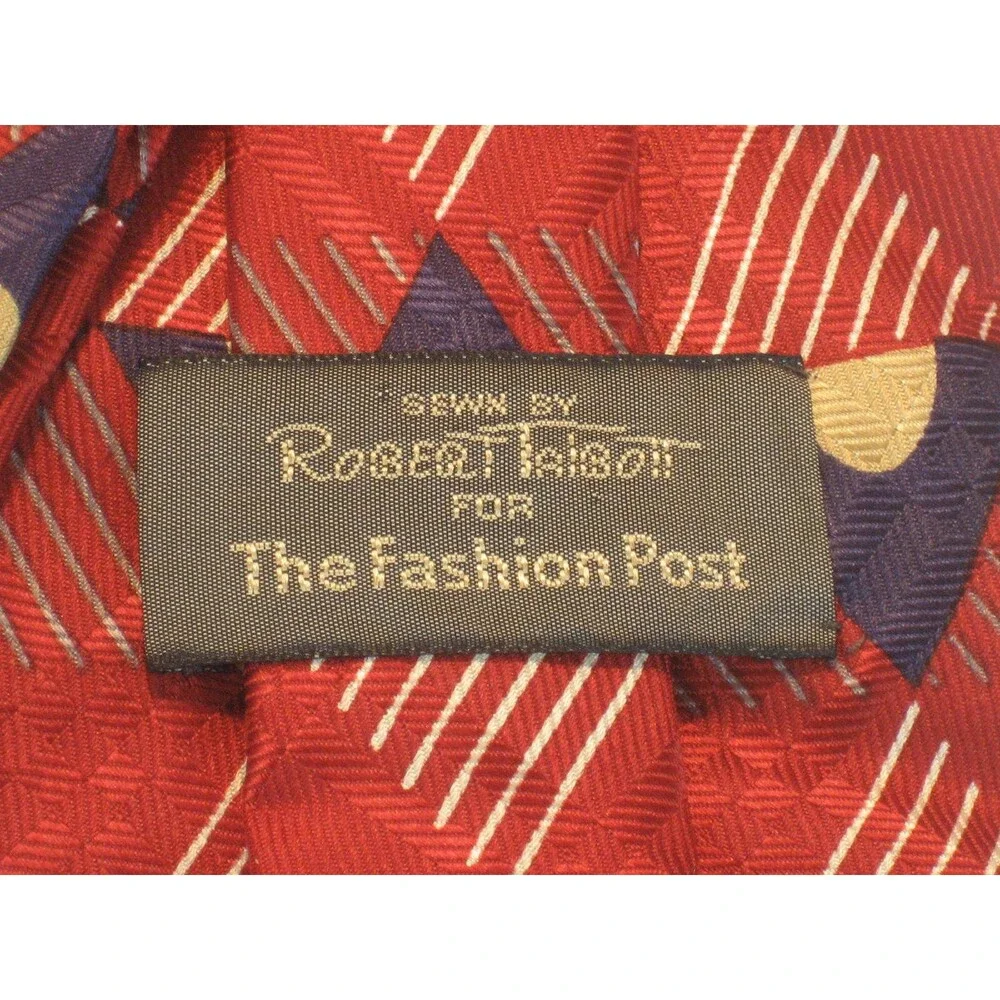 Robert Talbot Red 100% Silk Necktie Geometric Design